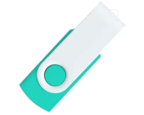 Флеш накопитель USB 2.0 Twister Сolor Mix 16GB, пластик Софт Тач/металл, бирюзовый/белый