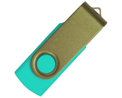 Флеш накопитель USB 2.0 Twister Сolor Mix 16GB, пластик Софт Тач/металл, бирюзовый/оливковый