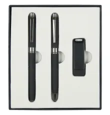 Набор подарочный Solution Prestige Trio (шариковая ручка, ручка роллер, флешка), черный