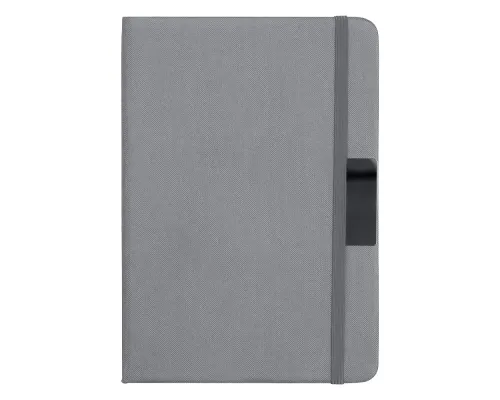 Блокнот А5 Hobard, в твердой тканевой обложке c резинкой в линейку, серый