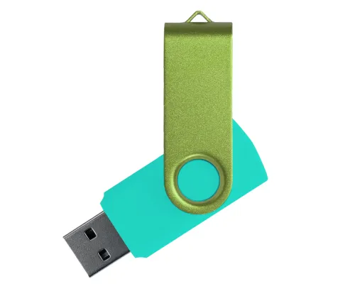 Флеш накопитель USB 2.0 Twister Сolor Mix 16GB, пластик Софт Тач/металл, бирюзовый/светло-зеленый