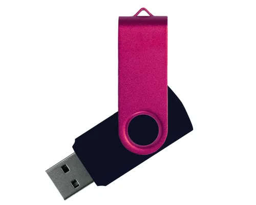 Флеш накопитель USB 2.0 Twister Сolor Mix 16GB, пластик Софт Тач/металл, черный/розовый