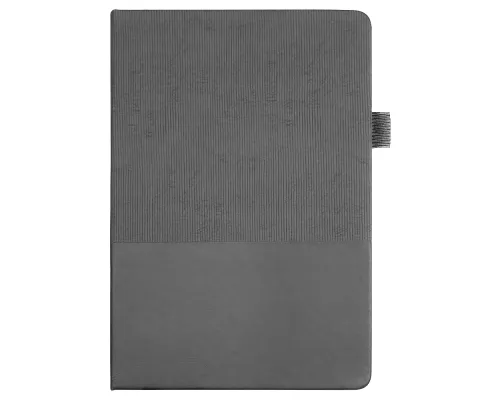 Блокнот А5 Burnie, в твердой обложке c резинкой и петлей для ручки в линейку, серый