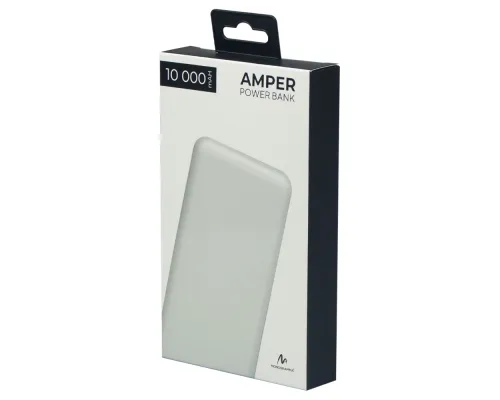 Внешний аккумулятор (powerbank) «Amper», 10 000 mAH, 5V 2.0 A, белый