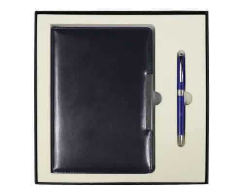 Набор подарочный Solution Duo (ежедневник City Moderna Pristine, ручка Gamma) темно-синий с  серебром