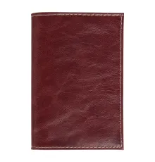 Обложка для автодокументов Leather Sky Matt Sun из натуральной кожи, бордовая с белой прострочкой