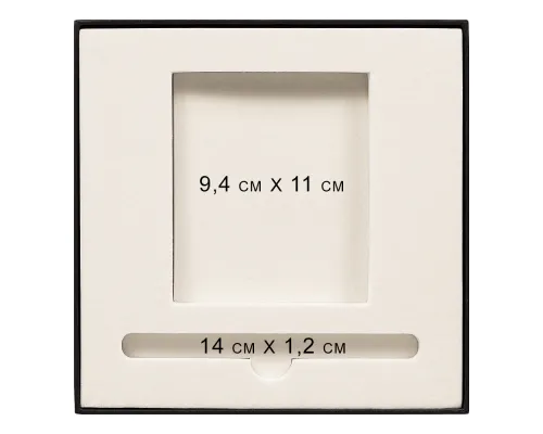 Коробка подарочная, размер 18*18*2 см, Solution Superior Linen, черная,  бежевый ложемент под ручку и прямоугольный предмет