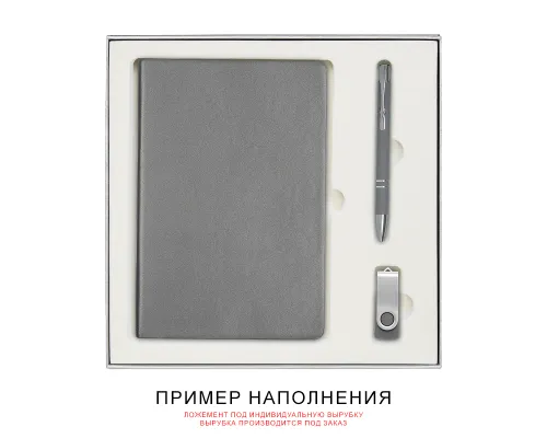 Коробка подарочная Solution Superior Alfa Linen под ежедневник и ручку, серебро, 25,7x25,7x2,8 см, бежевый ложемент Коробка подарочная Solution Superior Alfa Linen под ежедневник и ручку, серебро, 25,7x25,7x2,8 см, бежевый ложемент