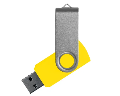 Флеш накопитель USB 2.0 Twister Сolor Mix 16GB, пластик Софт Тач/металл, желтый/серебристый