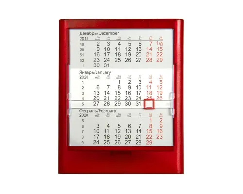 Календарь настольный на 2 года ; прозрачно-красный; 12,5х16 см; пластик; тампопечать, шелкография Календарь настольный на 2 года ; прозрачно-красный; 12,5х16 см; пластик; тампопечать, шелкография