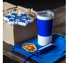 Набор ACTIONLIFE: термокружка, шапка, украшение, зарядное устройство, коробка, синий