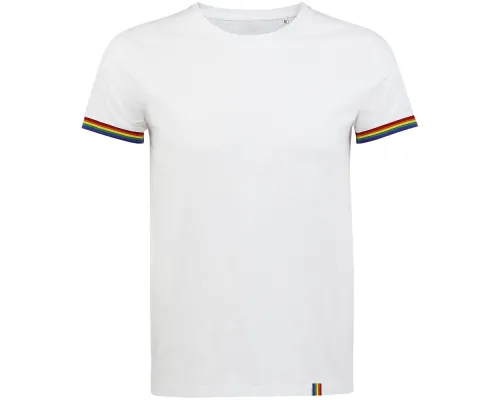 Футболка мужская Rainbow Men, белая с многоцветным Футболка мужская Rainbow Men, белая с многоцветным