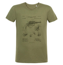 Футболка приталенная Old Patents. Revolver Gun, меланж хаки