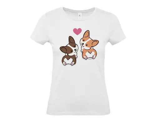 Футболка женская Little Corgi, белая Футболка женская Little Corgi, белая