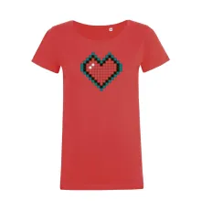 Футболка женская Pixel Heart, красная
