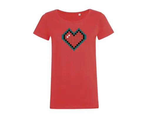 Футболка женская Pixel Heart, красная Футболка женская Pixel Heart, красная