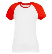 Футболка женская T-bolka Bicolor Lady, белая с красным