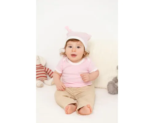 Футболка детская с коротким рукавом Baby Prime, розовая с молочно-белым