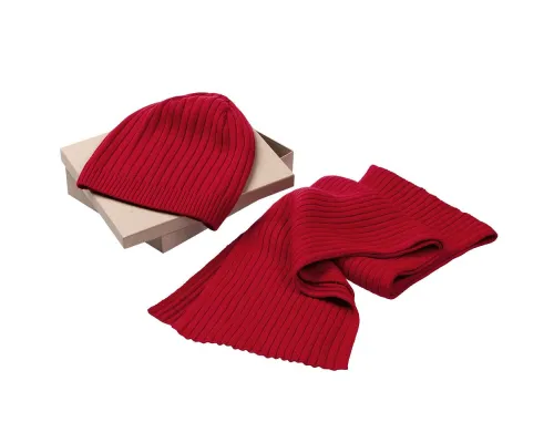 Набор Stripes: шарф и шапка, красный Набор Stripes: шарф и шапка, красный