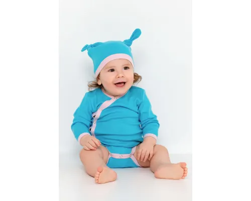 Шапочка детская Baby Prime, бирюзовая с розовым