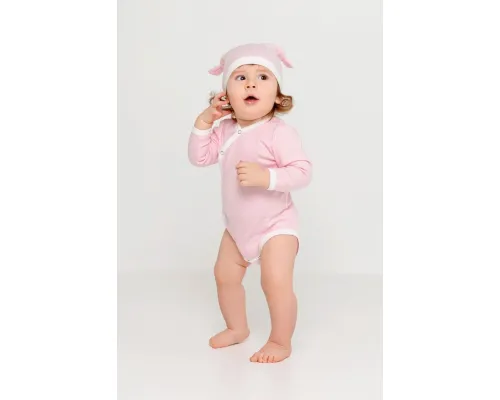 Боди детское Baby Prime, розовое с молочно-белым