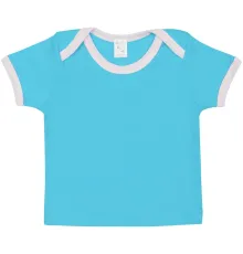 Футболка детская с коротким рукавом Baby Prime, бирюзовая с розовым