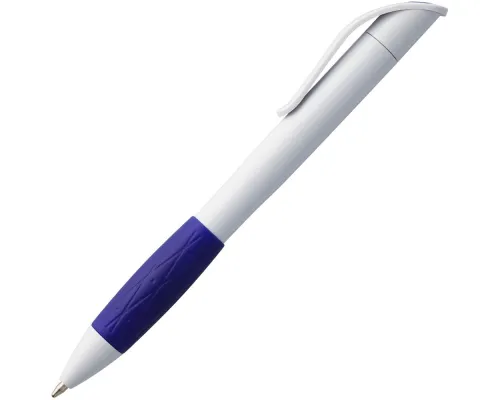 Ручка шариковая Grip, белая с синим Ручка шариковая Grip, белая с синим