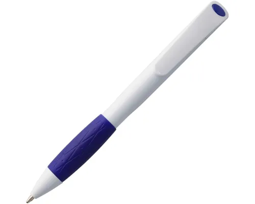 Ручка шариковая Grip, белая с синим Ручка шариковая Grip, белая с синим