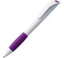 Ручка шариковая Grip, белая с фиолетовым