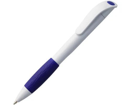 Ручка шариковая Grip, белая с синим Ручка шариковая Grip, белая с синим