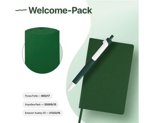 Набор подарочный WELCOME-PACK: бизнес-блокнот, ручка, коробка, зеленый Набор подарочный WELCOME-PACK: бизнес-блокнот, ручка, коробка, зеленый