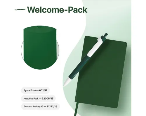 Набор подарочный WELCOME-PACK: бизнес-блокнот, ручка, коробка, зеленый Набор подарочный WELCOME-PACK: бизнес-блокнот, ручка, коробка, зеленый