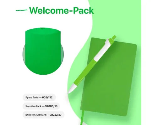 Набор подарочный WELCOME-PACK: бизнес-блокнот, ручка, коробка, зеленое яблоко Набор подарочный WELCOME-PACK: бизнес-блокнот, ручка, коробка, зеленое яблоко