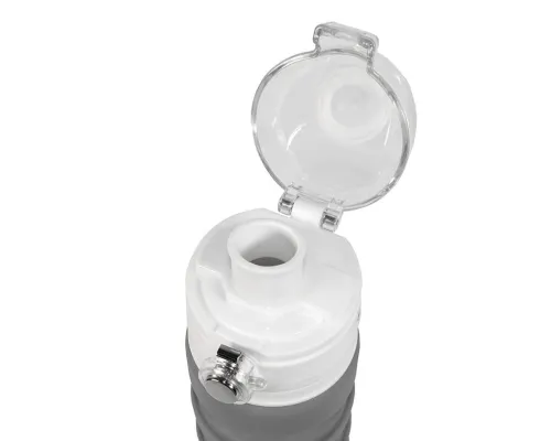 Бутылка для воды складная с карабином SPRING; серая, 550/250 мл, силикон Бутылка для воды складная с карабином SPRING; серая, 550/250 мл, силикон