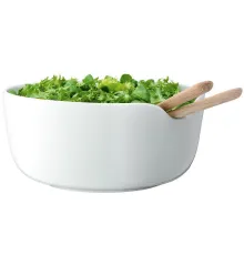 Салатник Dine с деревянными приборами, белый