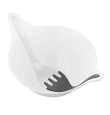 Салатник с приборами Leaf 2.0, белый с серым