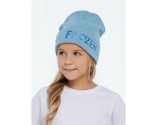 Шапка детская с вышивкой Frozen, голубая Шапка детская с вышивкой Frozen, голубая