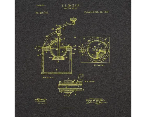 Футболка приталенная Old Patents. Coffee Mill, черный меланж