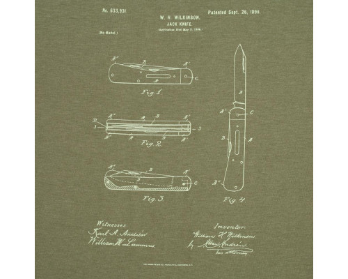 Футболка приталенная Old Patents. Knife, меланж хаки