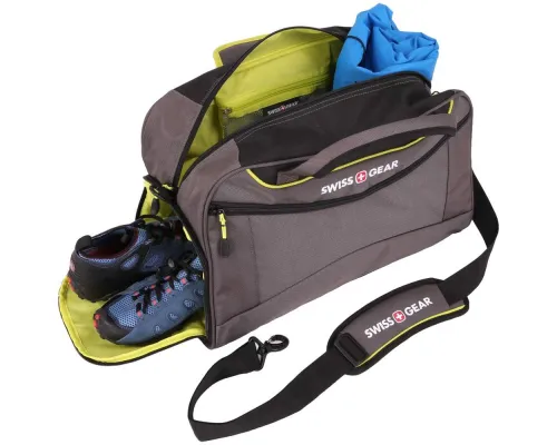 Сумка спортивная Swissgear, серая с зеленым Сумка спортивная Swissgear, серая с зеленым