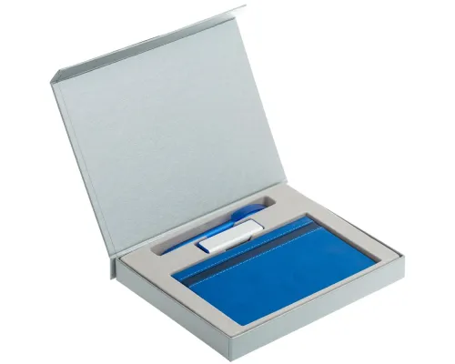Коробка Memo Pad для блокнота, флешки и ручки, серебристая Коробка Memo Pad для блокнота, флешки и ручки, серебристая
