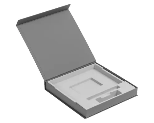 Коробка Memoria под ежедневник, аккумулятор и ручку, серая Коробка Memoria под ежедневник, аккумулятор и ручку, серая
