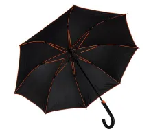Зонт-трость BACK TO BLACK, пластиковая ручка, полуавтомат