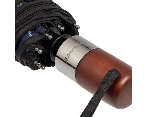 Складной зонт Wood Classic S с прямой ручкой, синий в клетку Складной зонт Wood Classic S с прямой ручкой, синий в клетку
